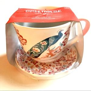 NWT 2-Piece Set Opalhouse Peacock Stonewear Cup & Matching Plate